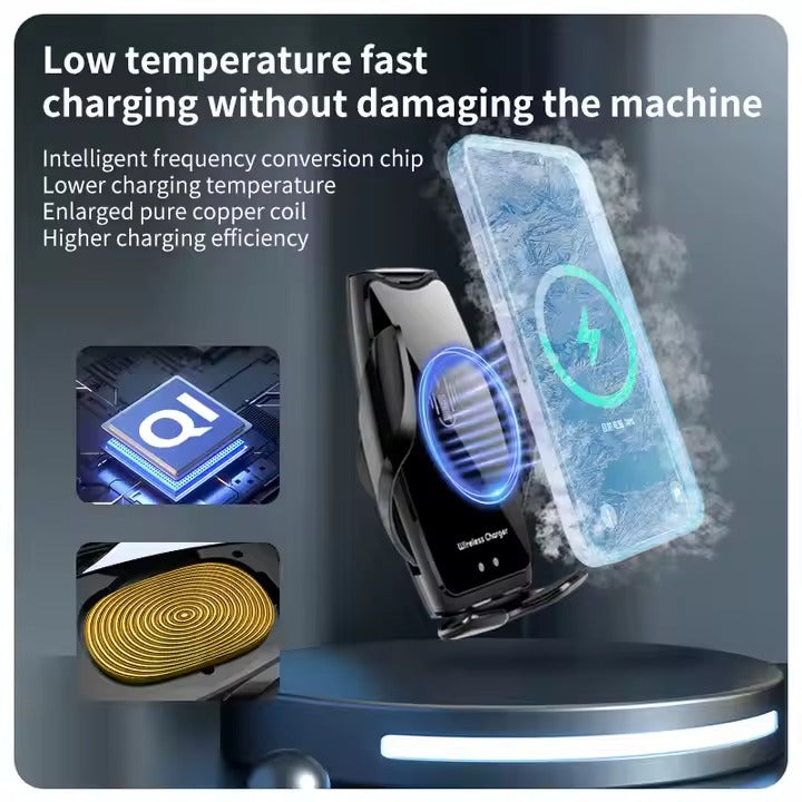 حامل جوال ذكي R1 للسيارة مع شحن لاسلكي 15W - استشعار تلقائي وتثبيت أوتوماتيكي