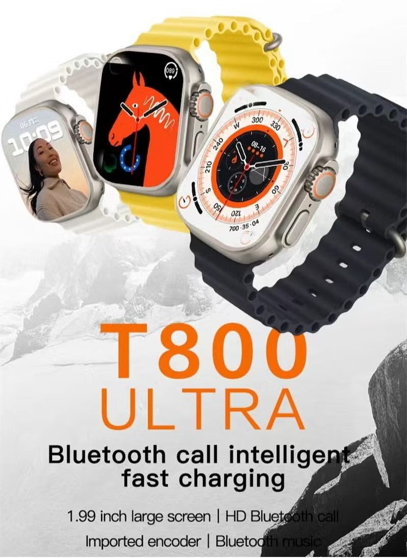 ساعة T800 Ultra الذكية - مراقب صحي متقدم وتتبع لياقة 49 ملم مع بلوتوث